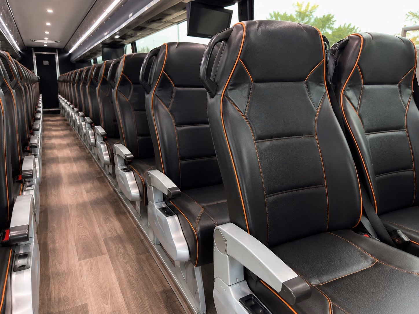 56 passenger charter bus inside